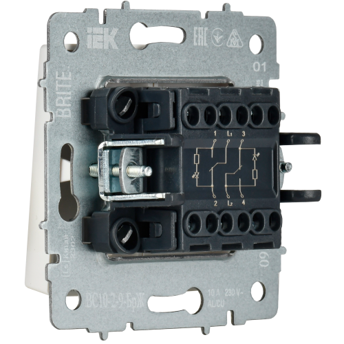 BRITE Выключ. 2-кл. с инд. отел. 10А ВС10-2-9-БрЖ жемч. IEK | код BR-V20-2-10-K36 | IEK фото 5