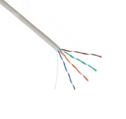 Кабель U/UTP 4 пары Кат.5e одножильный медный внутренний PVC серый 100м | код EC-UU004-5E-PVC-GY-1 | NETLAN