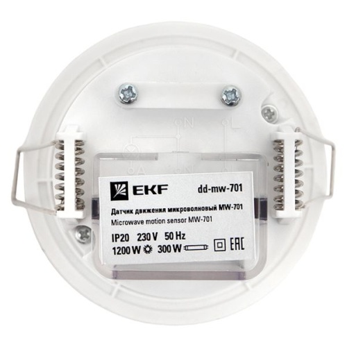Микроволновый датчик движения бел, 1200Вт 360гр, до 20м IP20 MW-701 PROxima | код dd-mw-701 | EKF фото 5