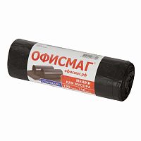 Мешки для мусора 120 л, черные, в рулоне 10 шт., ПНД 17 мкм, 70х110 см, ОФИСМАГ стандарт, 601388 | код 601388 | ОФИСМАГ