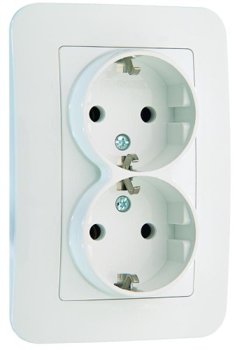 Розетка 2-м СП Lillium N 10А с заземл. бел. Makel 55082