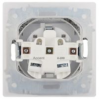 Розетка Intro Accent 6-209-01 , 2P+E Schuko с крышкой штор., 16А-250В, IP44, СУ, AL/CU, белый | код Б0063553 | ЭРА