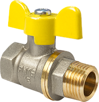 Кран шаровой для газа 11Б27фтМ никелированный 3/4' ВН ручка бабочка | код VF.278.NB3.034 | Valfex