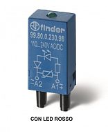 Модуль индикации и защиты, красный LED + варистор, 110...240В AC/DC | код 9980023008 | FINDER