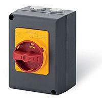 Выключатель нагрузки аварийный, 3P, 32A (25A AC3), 690VAC, габ. Y1, красная блок. рукоятка, в алюминиевом корпусе IP66, ISOLATORS | код 590.HEM3203 | Scame
