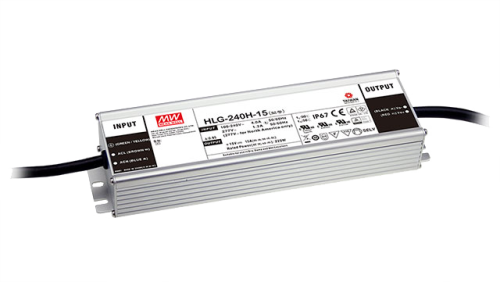 Источник питания AC-DC, 240Вт, IP68, вход 90…305В AC, 47…63Гц/127…431В DC, ККМ, выход 15В/15А, изоляция 3750В AC, в кожухе 244х68х39мм, -55…+70С, димминг 3 в 1 | код HLGP-240H-15B | MeanWell