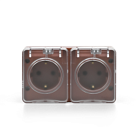 Розетка 2-м ОП AtlasDesign PROFI 16А IP54 заземл. защ. шторки терракот. SE ATN547026