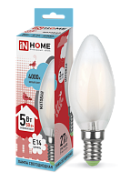 Лампа светодиодная LED-СВЕЧА-deco 5Вт 230В Е14 4000К 450Лм матовая IN HOME | код 4690612006765 | IN HOME