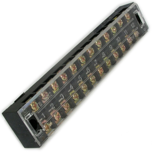 Клеммная колодка винтовая с крышкой RUICHI TB-3512, 24 контакта, М4, 35 А, 600 В, 8 AWG, 10 мм2, корпус пластик модифицированный | код 65283 | Ruichi