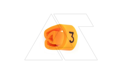Маркер кольцевой RMS-01 59543-3, D кабеля 1,3-3mm, 0,35-1mm2, символ 3, PVC, оранжевый (упак. 1000шт.) | код 4366018 | Cembre