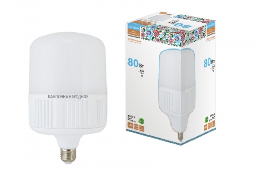 Лампа светодиодная LED T-80Вт 230В 6500К E27 (160x265 мм) НАРОДНАЯ | код SQ0340-1586 | TDM НАРОДНЫЙ