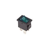 Выключатель клавишный 250V 6А (4с) ON-OFF зеленый с подсветкой Mini REXANT | код 36-2193 | REXANT