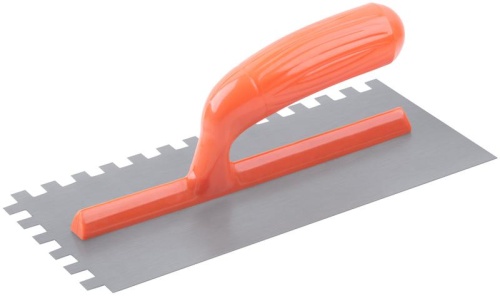 Гладилка стальная с пластиковой ручкой, 280х130 мм зубчатая, зуб 10х10 мм | код 5139 | FIT фото 2