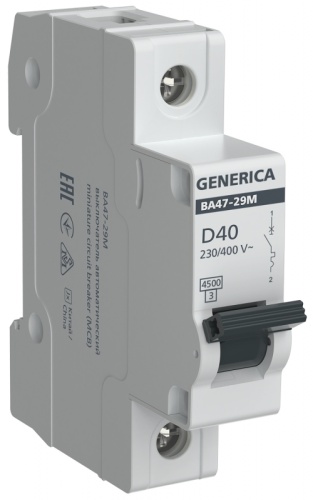 Авт. выкл. ВА47-29М 1P 40А 4,5кА D GENERICA | код MVA21-1-040-D-G | GENERICA by IEK