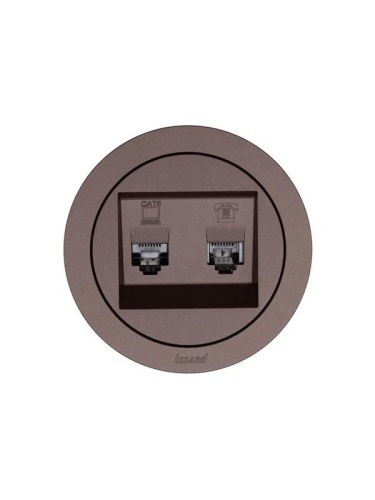Розетка компьютерная + телефонная OSEN RJ45 кат.6 + RJ11 с модулем механизм шоколад LEZARD 743-7388-144 фото 4