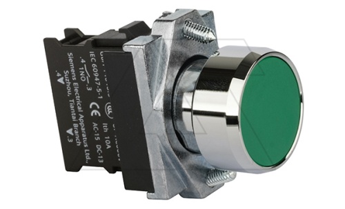 Кнопка плоская PB1S, зеленая, без фиксации, без подсветки, 1NO, 6A 230VAC/24VDC, 22mm, IP65 | код PB1S-10/g | АРТ