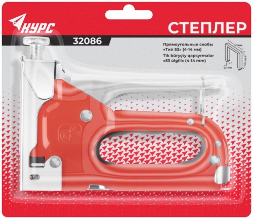 Степлер для узких скоб "тип 53" 4-14мм с регулировкой силы удара корпус метал. КУРС 32086 фото 3
