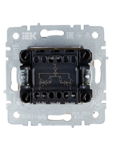 BRITE Выключатель 2-клавишный с индикацией 10А ВС10-2-1-БрКр бежевый | код BR-V20-1-10-K10 | IEK фото 7
