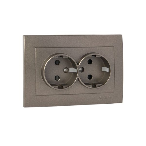 Валенсия лицевая панель розетки 2-местной с/з 16А графит с защ, штор, PROxima | код ESR16-L-128-60 | EKF фото 4