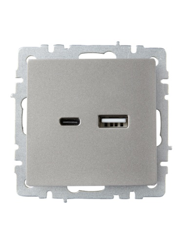 BRITE Роз. USB A+C 18Вт РЮ11-1-БрС сталь IEK | код BR-U22-018-K46 | IEK фото 3