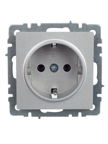 BRITE Розетка 1-местная с заземлением без защитных шторок 16А РС11-1-0-БрА алюминий | код BR-R11-16-K47 | IEK фото 5