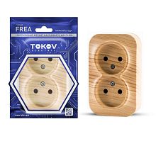 Розетка 2-м ОП Frea 16А IP20 250В без заземл. АБС-пластик сосна | код TKE-FR-R2-C25 | TOKOV ELECTRIC