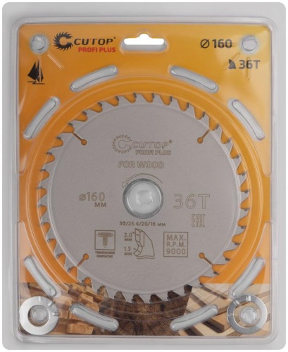Диск пильный по дереву с тефлоновым покрытием 36Т, Profi plus, 160x1,3/2,0x30/25,4/20/16 мм | код 75-16036Т | FIT фото 2