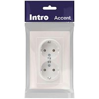 Розетка Intro Accent 6-205-06 , 2X2P+E Schuko, 16А-250В, IP20, СУ, AL/CU, перламутр | код Б0063495 | ЭРА