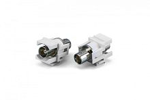 Вставка формата Keystone Jack с проходным адаптером BNC D type ROHS белая, Hyperline KJ1-BNC-D-WH | код 246971 | Hyperline