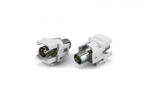 Вставка формата Keystone Jack с проходным адаптером BNC D type ROHS белая, Hyperline KJ1-BNC-D-WH | код 246971 | Hyperline