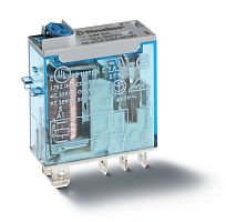 Реле электромеханическое промышленное миниатюрное, монтаж в розетку или наконечники Faston (4.8х0.5мм), 1СO 16A, контакты AgNi, катушка 110B АC, влагозащита RTII, опции: кнопка тест + мех.индикатор + LED(AC) | код 46.61.8.110.0054 | FINDER