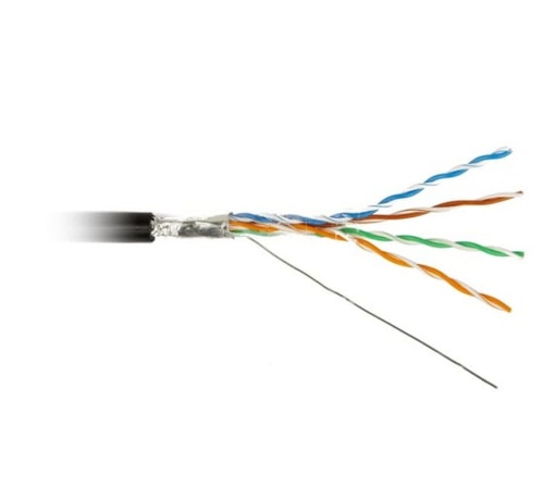 Кабель витая пара F/UTP кат.5e 4х2х24AWG solid PE OUTDOOR FUTP4-C5E-S24-OUT-PE-BK-500 черн. 500м | код 49110 | Hyperline