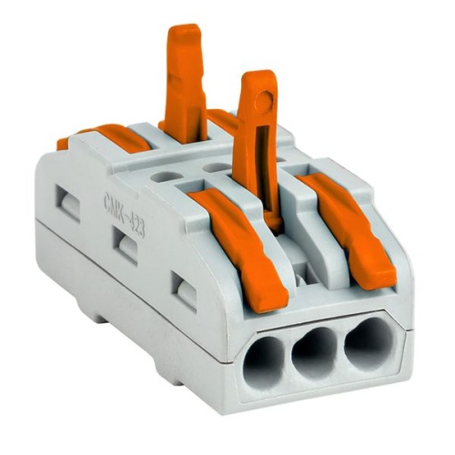 Строительно-монтажная клемма СМК 222-423 проходная 3 полюса 0,08-4мм2 (25шт,) PROxima | код plc-smk-423 | EKF фото 4