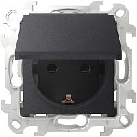 Розетка 2К+З Schuko IP44, графит | код 2450448-038 | Simon