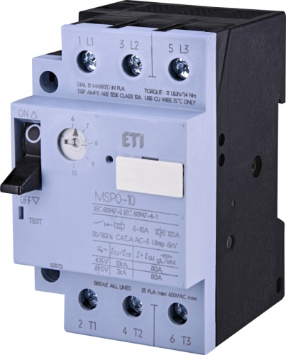 Автоматический выключатель защиты двигателя MSP0-10 (3-4 kW, 6-10A) | код 004646624 | ETI