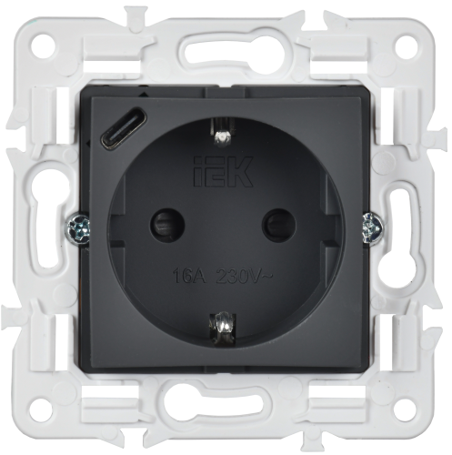 SKANDY Роз. с з/к/ш 16А с USB C 18Вт SK-R17G граф. IEK | код SK-R14-16-U14-018-K53 | IEK фото 2