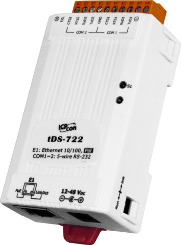 tDS-722 CR Tiny Device Server with PoE and 2 RS-232 Ports (RoHS) | код 00-06057481 | ICP DAS