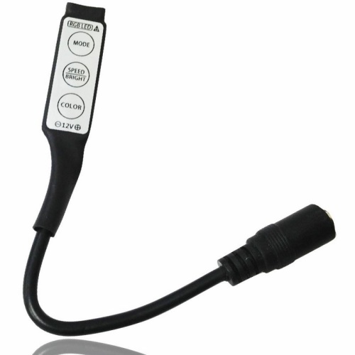 LED мини контроллер с разъемом 5,5х2,1 мм 72/144 W, 3 кнопки, 12 V/24 V | код 143-106 | LAMPER