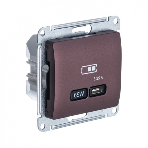 GLOSSA USB РОЗЕТКА тип-C 65Вт высокоскор.заряд. QC, PD, механизм, БАКЛАЖАНОВЫЙ | код GSL001127 | Systeme Electric