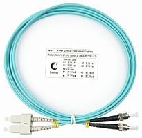 Cabeus FOP-50-SC-ST-15m Шнур оптический duplex SC-ST 50/125 mm OM3 15м LSZH | код 8495c | Cabeus