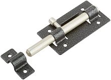 Задвижка накладная усиленная для дверей, круглый ригель, серебро | код 66691 | РОС