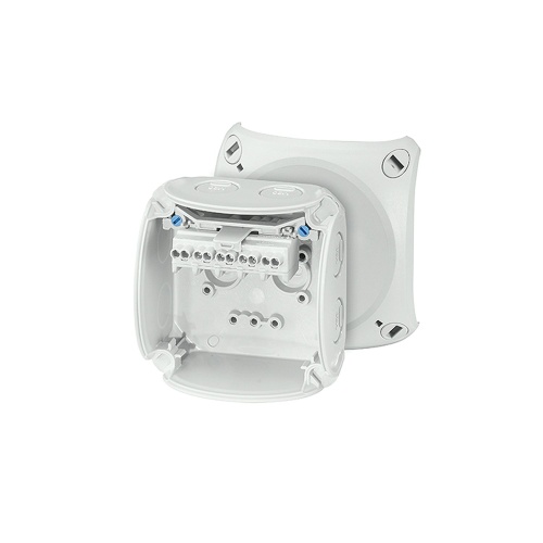 Коробка клеммная 5 положений до 4мм2 93х93х62 IP66/67 серая стойкая к УФ (KF 0202 G) | код 62000043 | HENSEL
