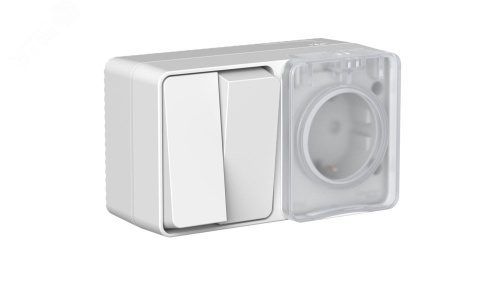 Блок ОП AtlasDesign PROFI IP54 (розетка 16А заземл. защ. шторки + 2-кл. выключатель 10А) сер. | код ATN543074 | Systeme Electric