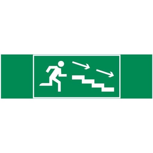 Пиктограмма ПО ЛЕСТНИЦЕ ВНИЗ ВПРАВО 310х90мм для аварийно-эвакуационного светильника Basic IP65 | код V5-EM02-60.002.037 | Вартон