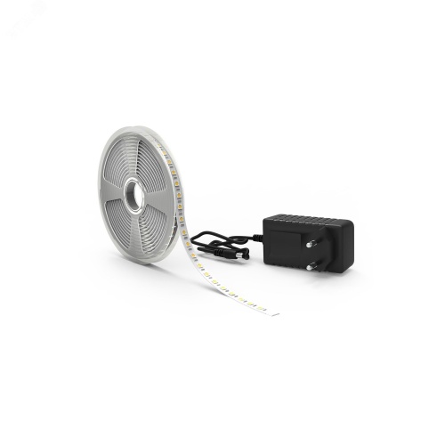 Лента светодиодная LED (комплект лента и драйвер) 5050/60-SMD 10 Вт/м 700 Лм/м 4000К белый IP20 12 В DC 10 мм (катушка 5 м) Basic Gauss | код BT043 | GAUSS
