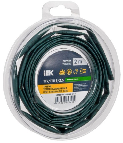Трубка термоусадочная ТТУ нг-LS 5/2.5 зел. (уп.2м) | код UDR12-005-D25-002-K06-T | IEK