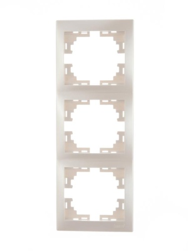 MIRA Рамка 3 поста вертикальная жемчужно-белый перламут без вставок | код 701-3000-153 | LEZARD