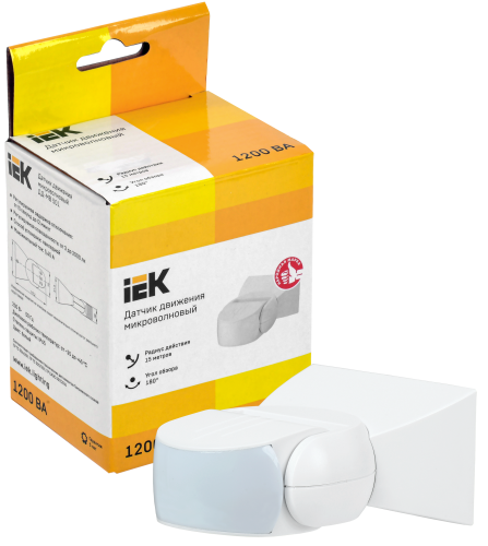 Датчик движения ДД-МВ501 1200Вт 180град 15м IP65 белый | код LDD11-501MB-1200-001 | IEK фото 2