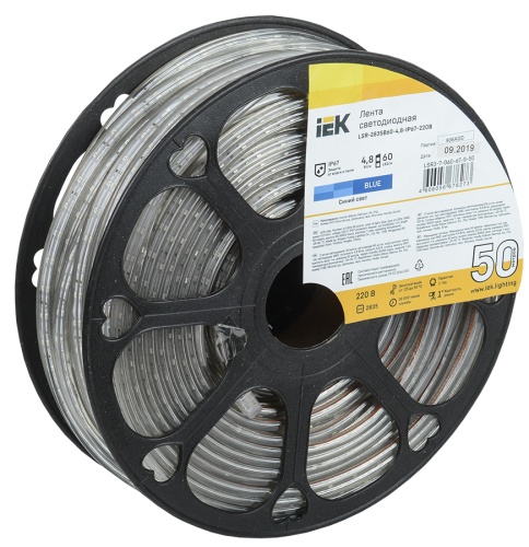 Лента светодиодная 50м LSR-2835B60-4,8-IP67-220В | код LSR3-7-060-67-0-50 | IEK