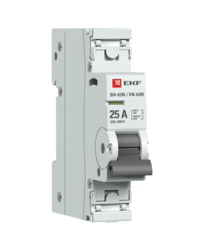 Выключатель нагрузки 1п 25А ВН-63N PROxima | код S63125 | EKF Выключатель нагрузки 1п 25А ВН-63N PROxima | код S63125 | EKF